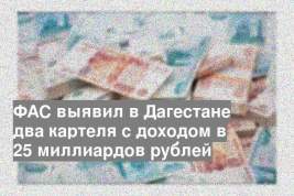 ФАС выявил в Дагестане два картеля с доходом в 25 миллиардов рублей