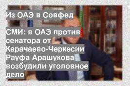 СМИ: в ОАЭ против сенатора от Карачаево-Черкесии Рауфа Арашукова возбудили уголовное дело