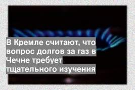 В Кремле считают, что вопрос долгов за газ в Чечне требует тщательного изучения